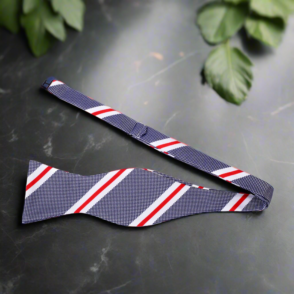 Elegant silk bow tie paired with a white dress shirt for business