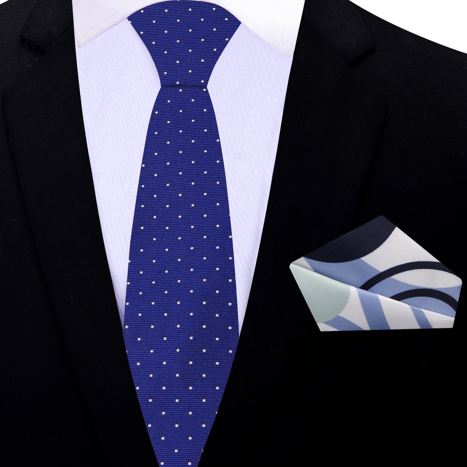 Perfect for weddings, the necktie paired with a navy suit creates a refined monochromatic look.