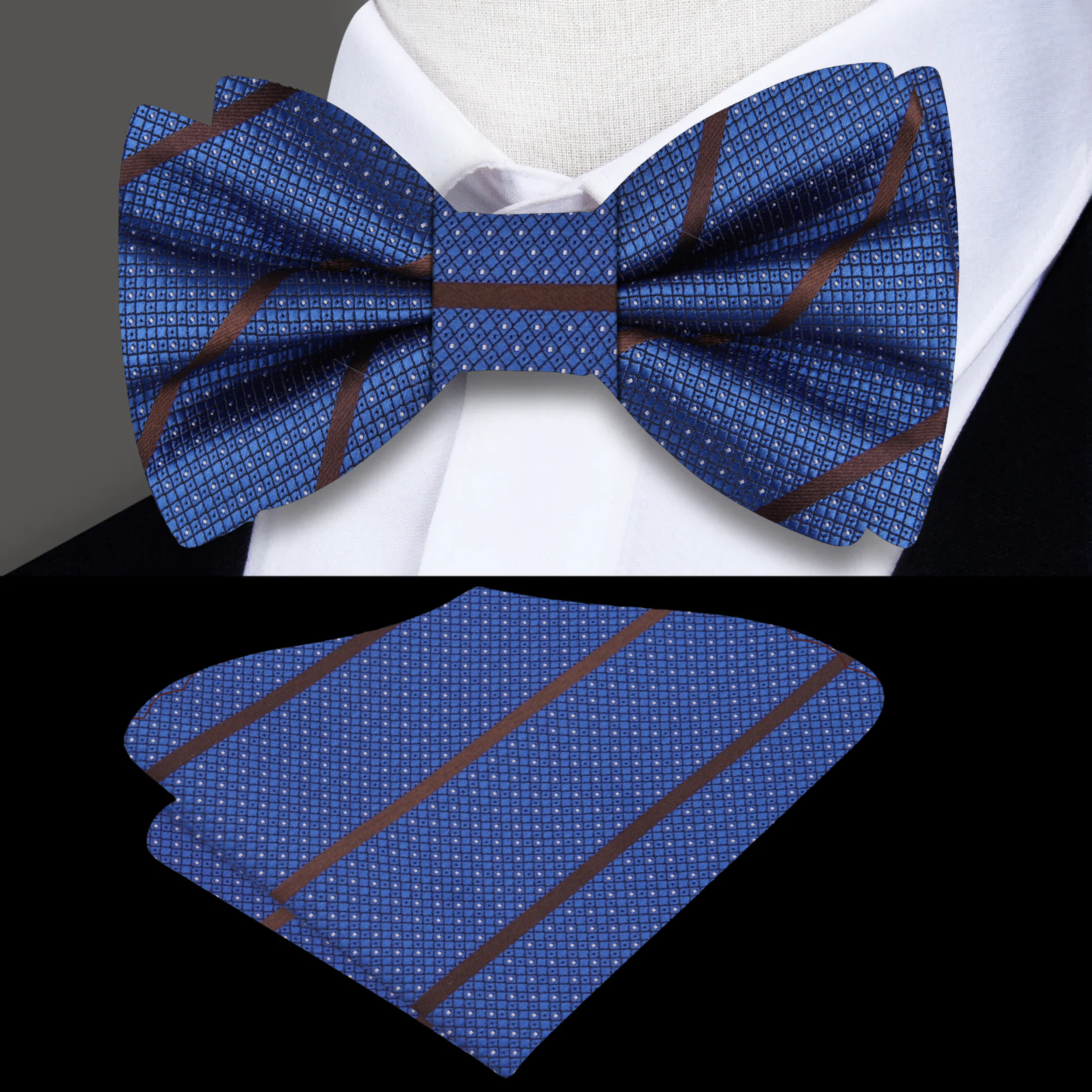 Fashionable silk bow tie styled with a suit for a sophisticated look