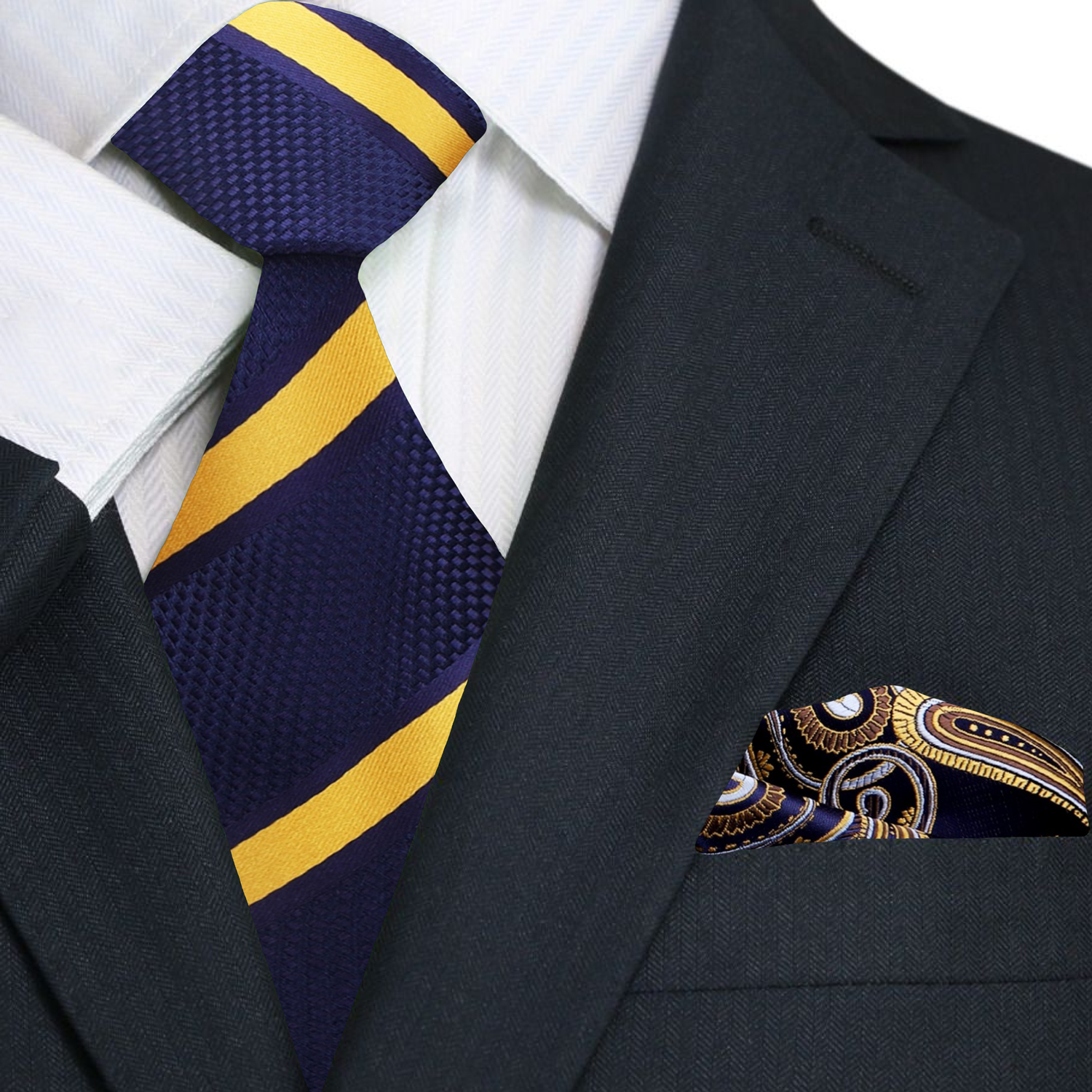 Elegant striped necktie styled with a white dress shirt for weddings and events