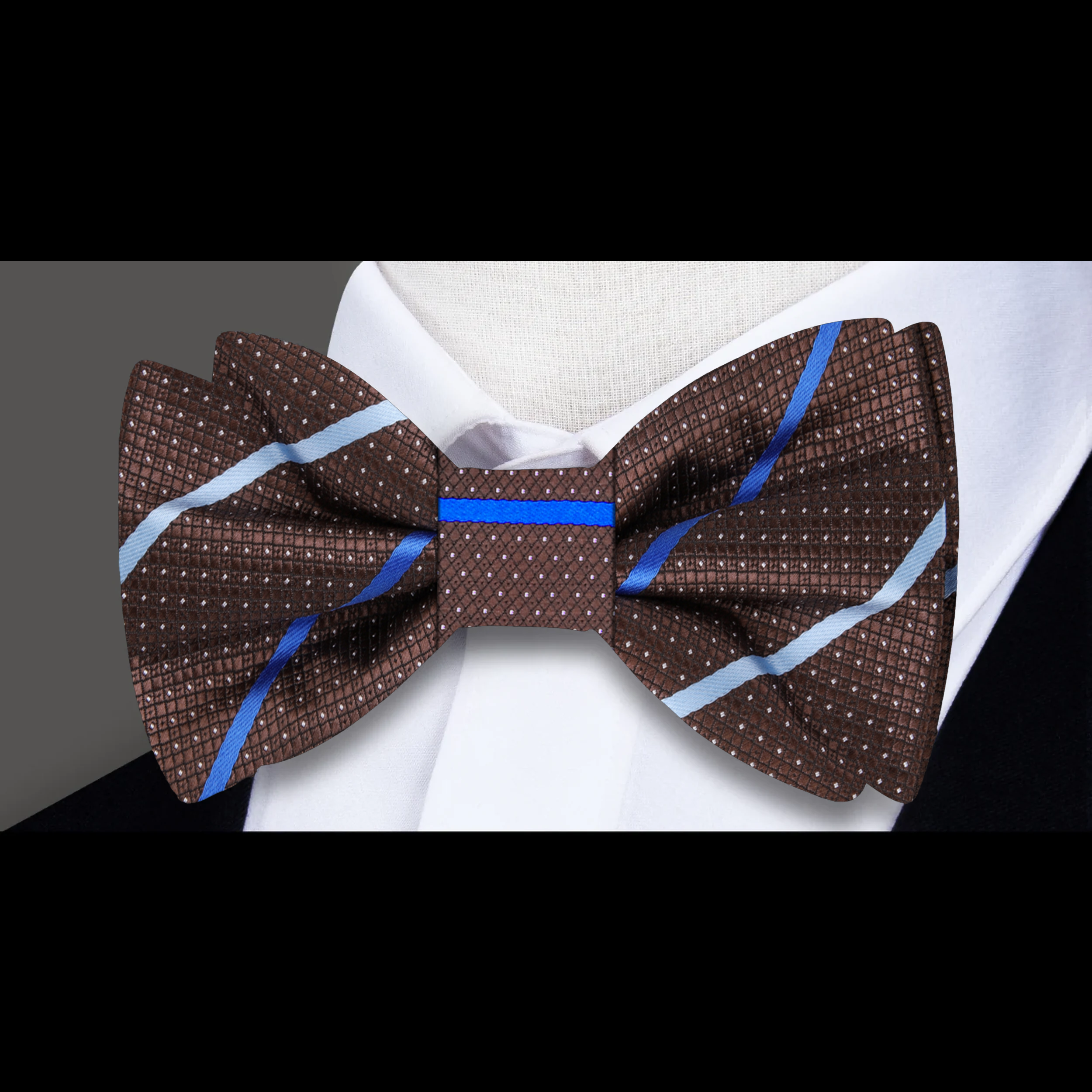 Fashionable silk bow tie styled with a suit for a sophisticated look