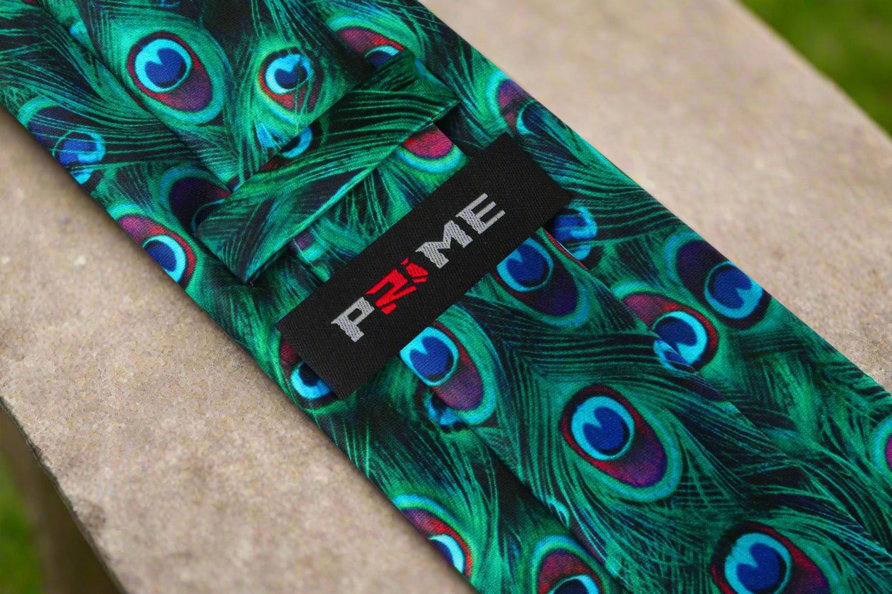 Elegant silk tie paired with a navy blue suit for a formal event.