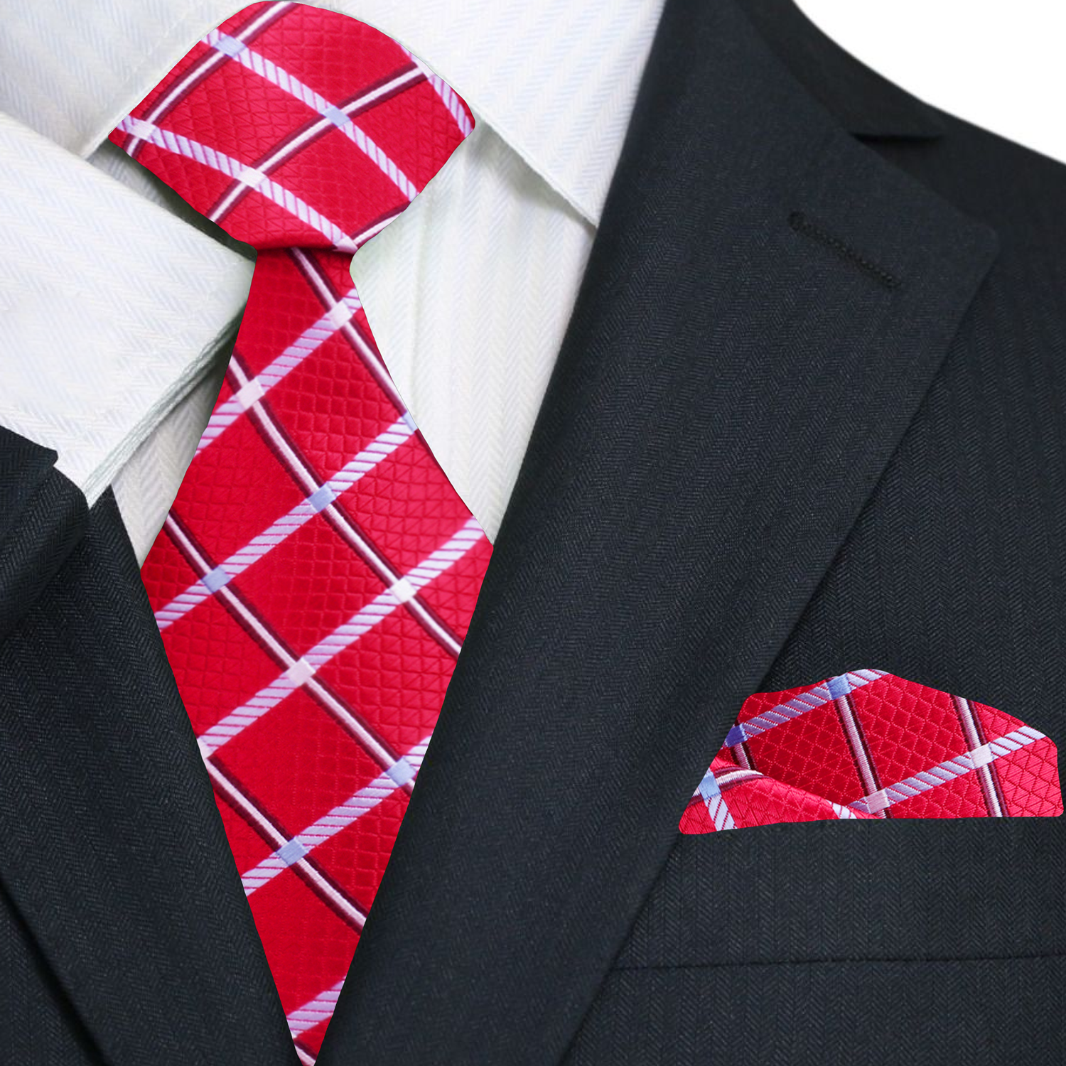 Elegant mens tie with geometric design worn with suit
