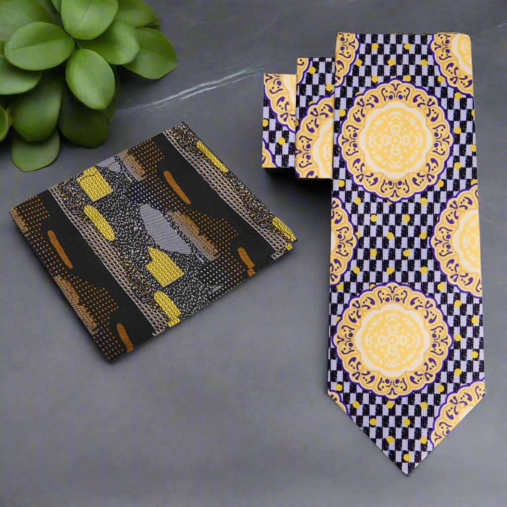Close-up of the Elegant Shield silk tie showcasing the intricate fabric design.