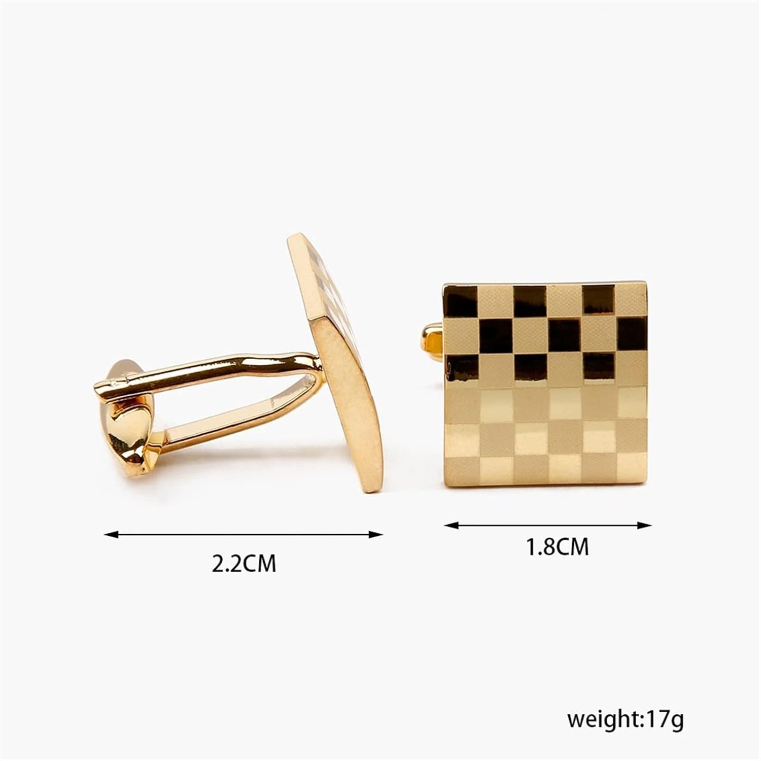 Gold cufflinks resting on a charcoal grey suit, highlighting their sophisticated design