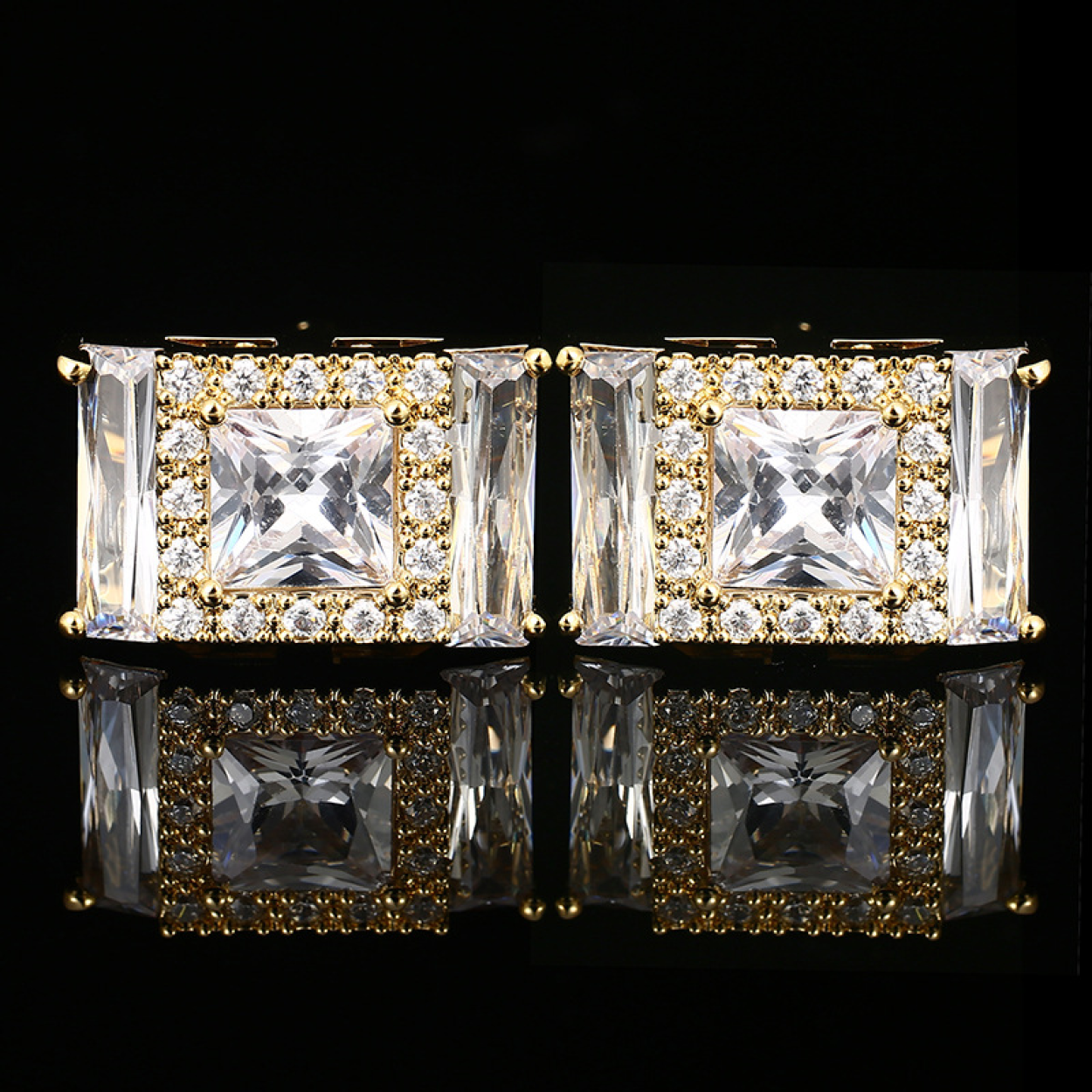 Rectangular gemstone cufflinks in rich red, perfect for formal attire.