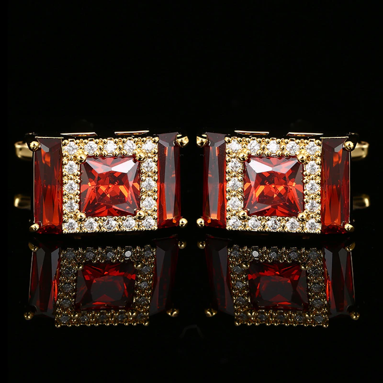 Chrome gemstone cufflinks with yellow green stones, ideal for a stylish look.
