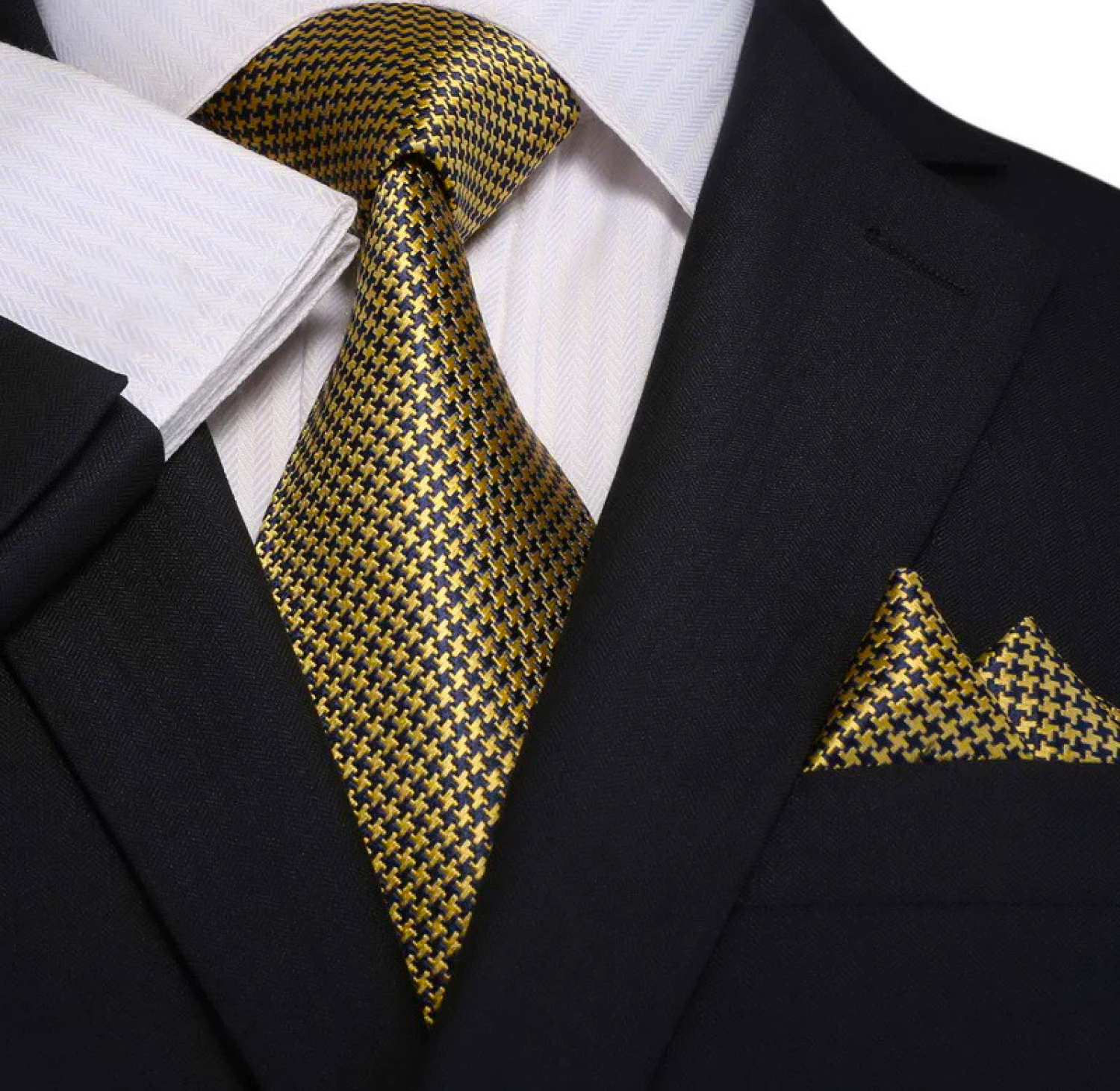 Close-up of a gold silk necktie for boys age 3-11, showcasing fine craftsmanship