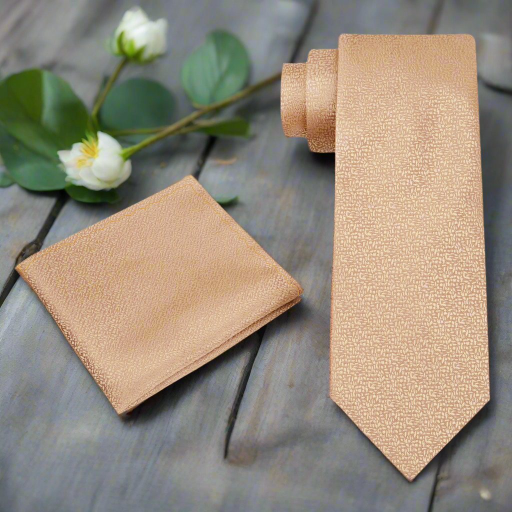 Elegant necktie displayed with a light blue dress shirt, ideal for business meetings.