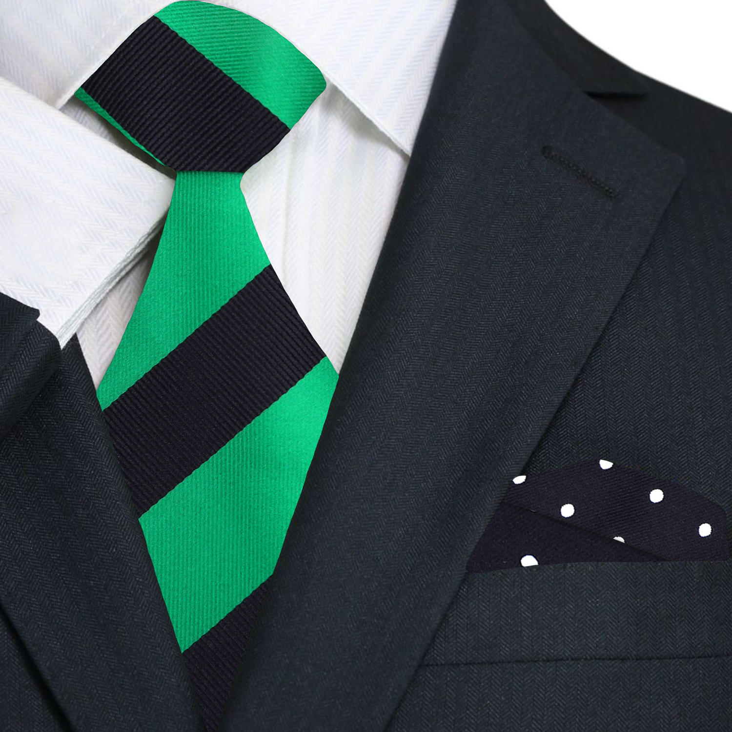 Close-up detail of the bold stripe pattern on a formal mens tie