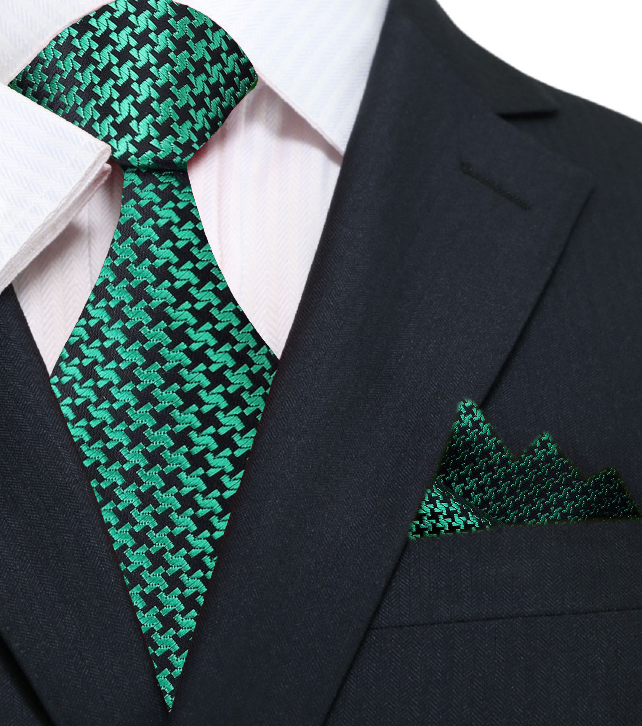 Man wearing the elegant silk necktie with a dark suit for a formal event