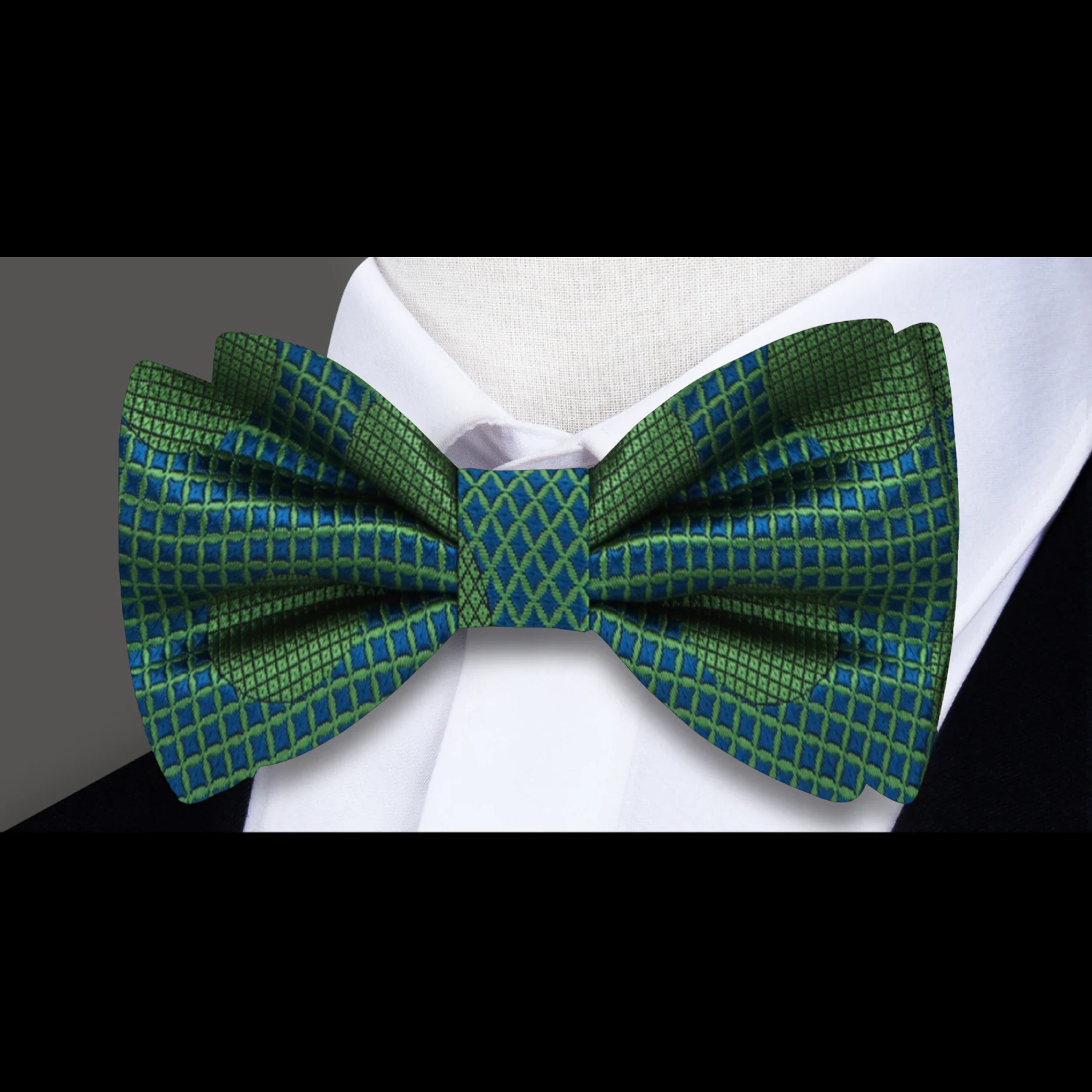 Close-up of polka dots pattern on luxury silk bow tie