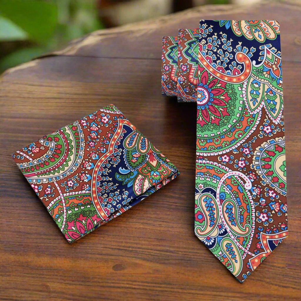 Elegant colorful paisley tie for business or wedding attire