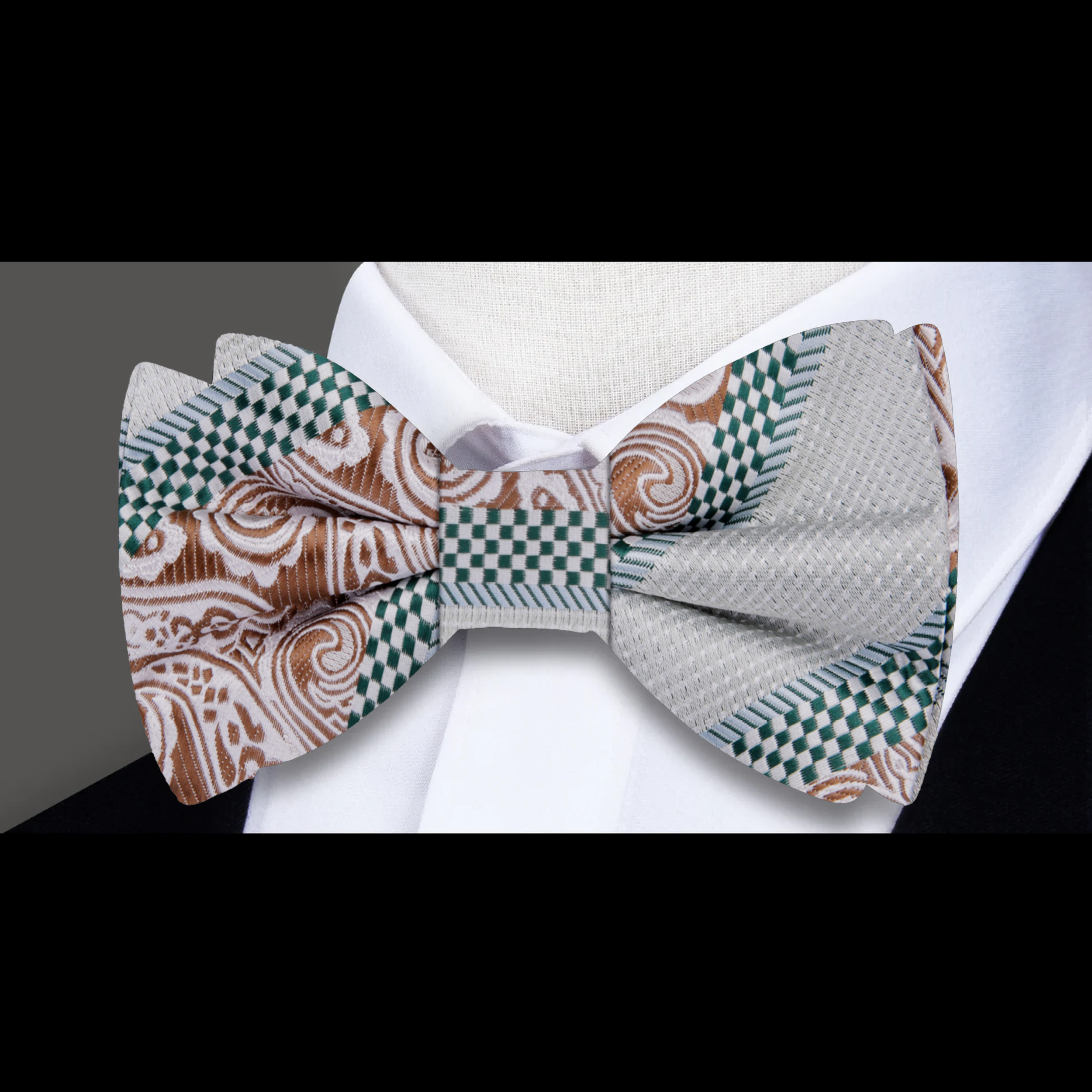 Men wearing a stylish bow tie with a navy suit for a formal event