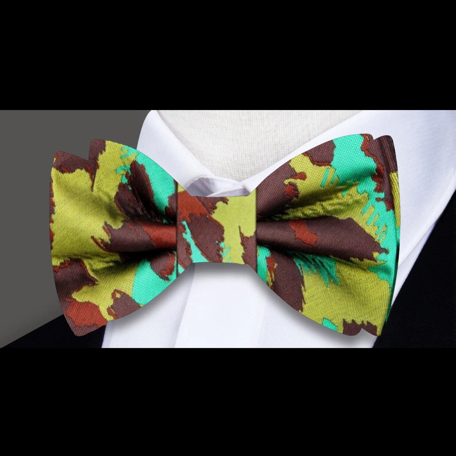 Man wearing a luxury earth tones bow tie for a formal event