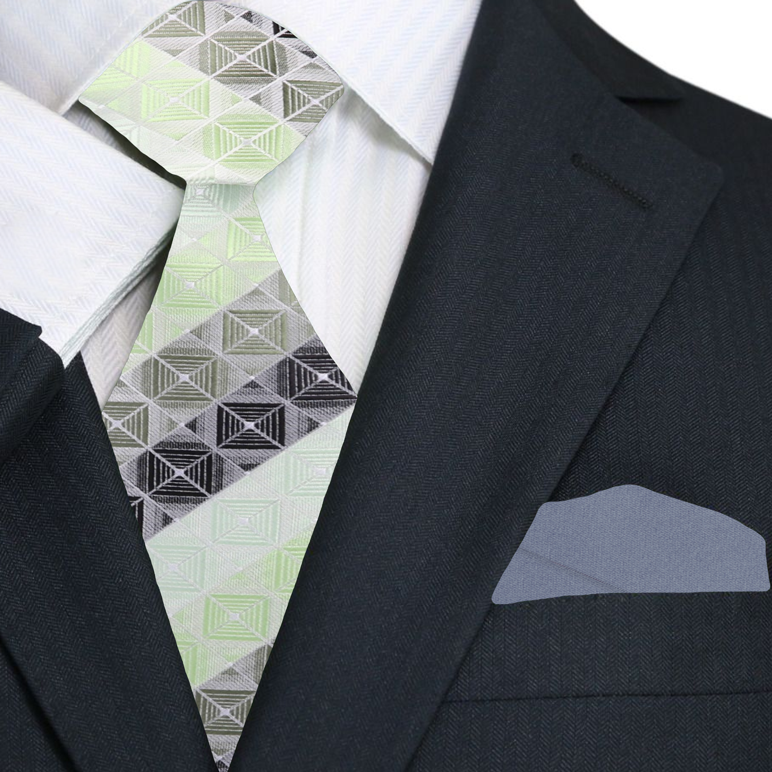 Close-up of the Impact Blocks tie fabric highlighting the geometric design