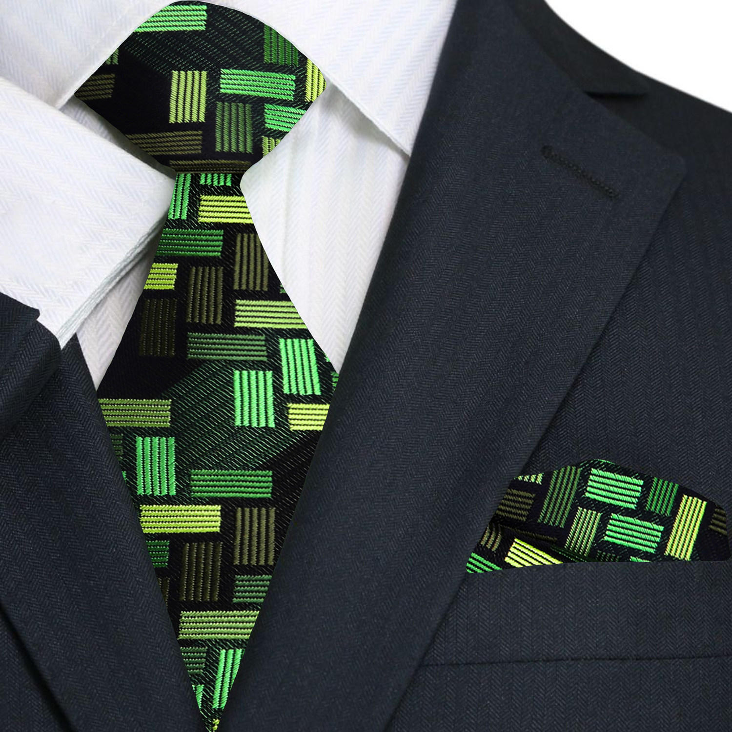 Mens silk tie worn with a white dress shirt, highlighting the vibrant purple shades.