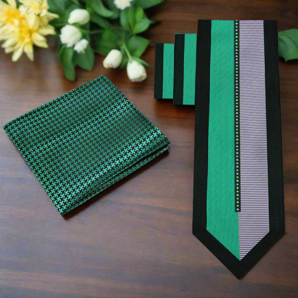 Man wearing a formal silk tie with intricate pattern for a special event