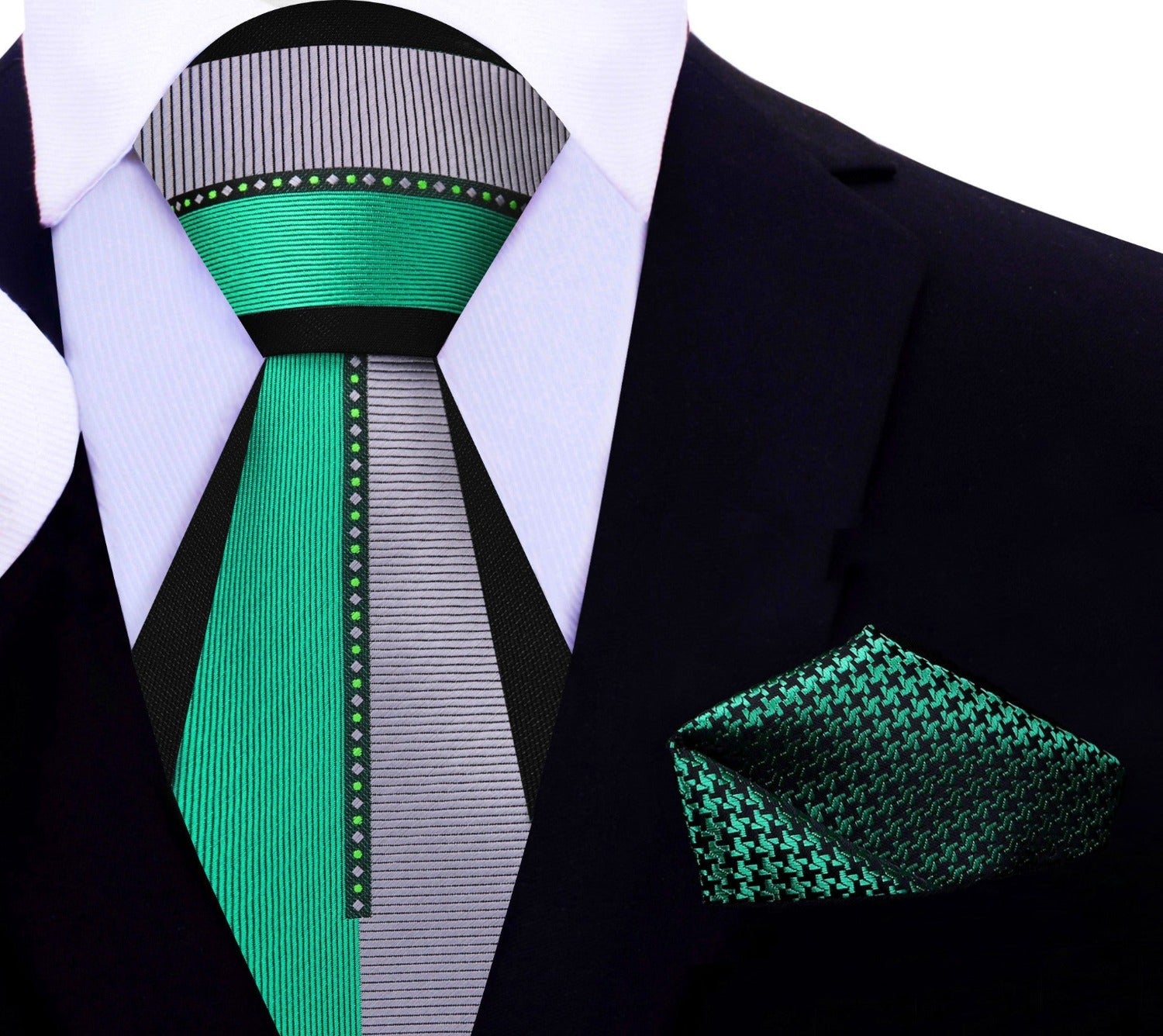 Close-up of the textured silk fabric of the necktie