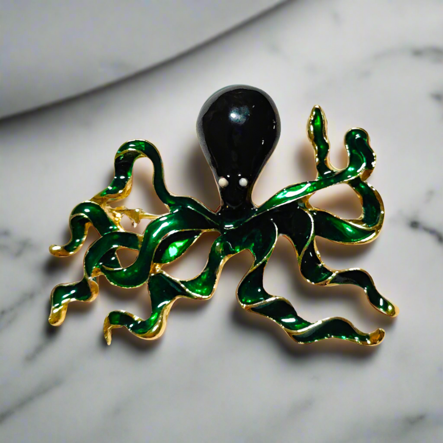 Front view of a high-quality turtle enamel lapel pin on a jacket lapel