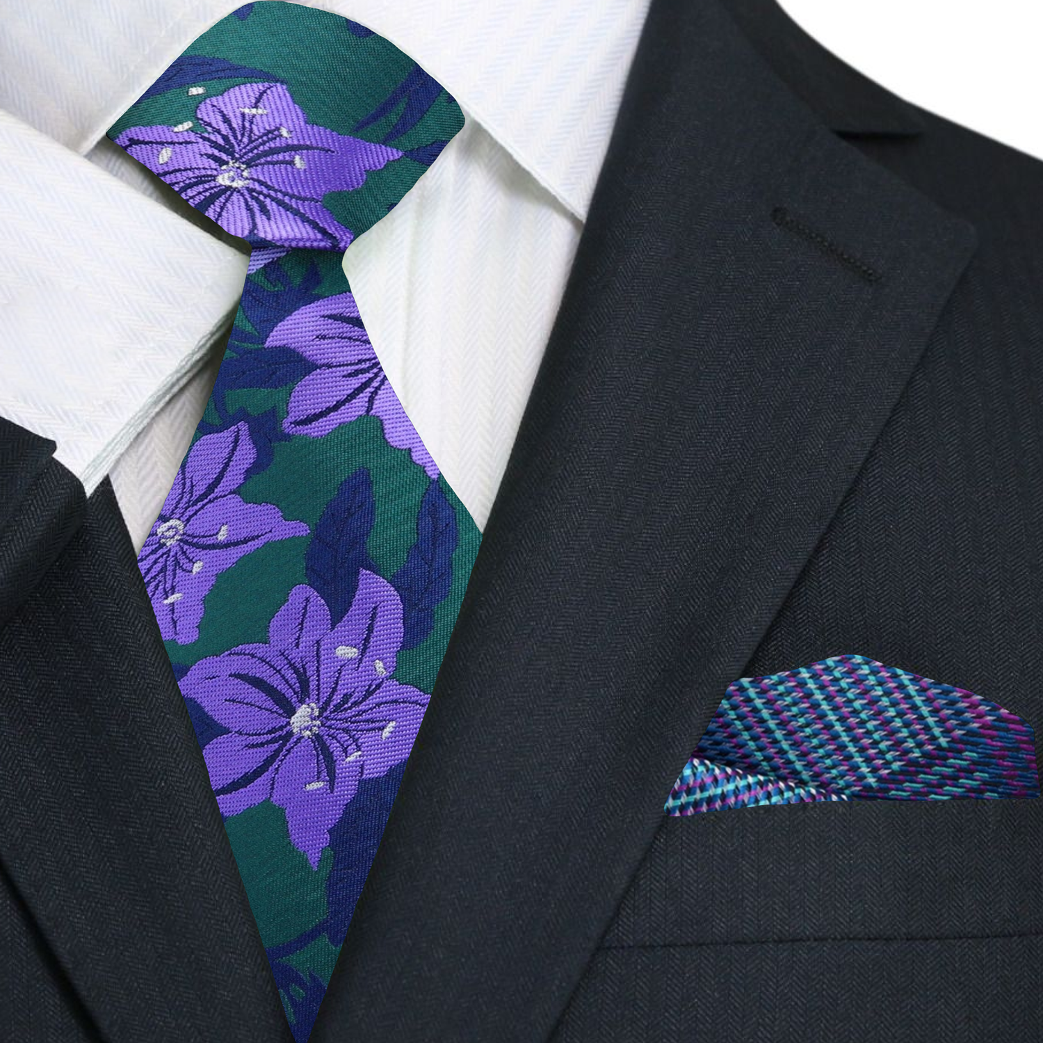 Tropical hibiscus silk necktie with vibrant colors, perfect for a beach wedding.