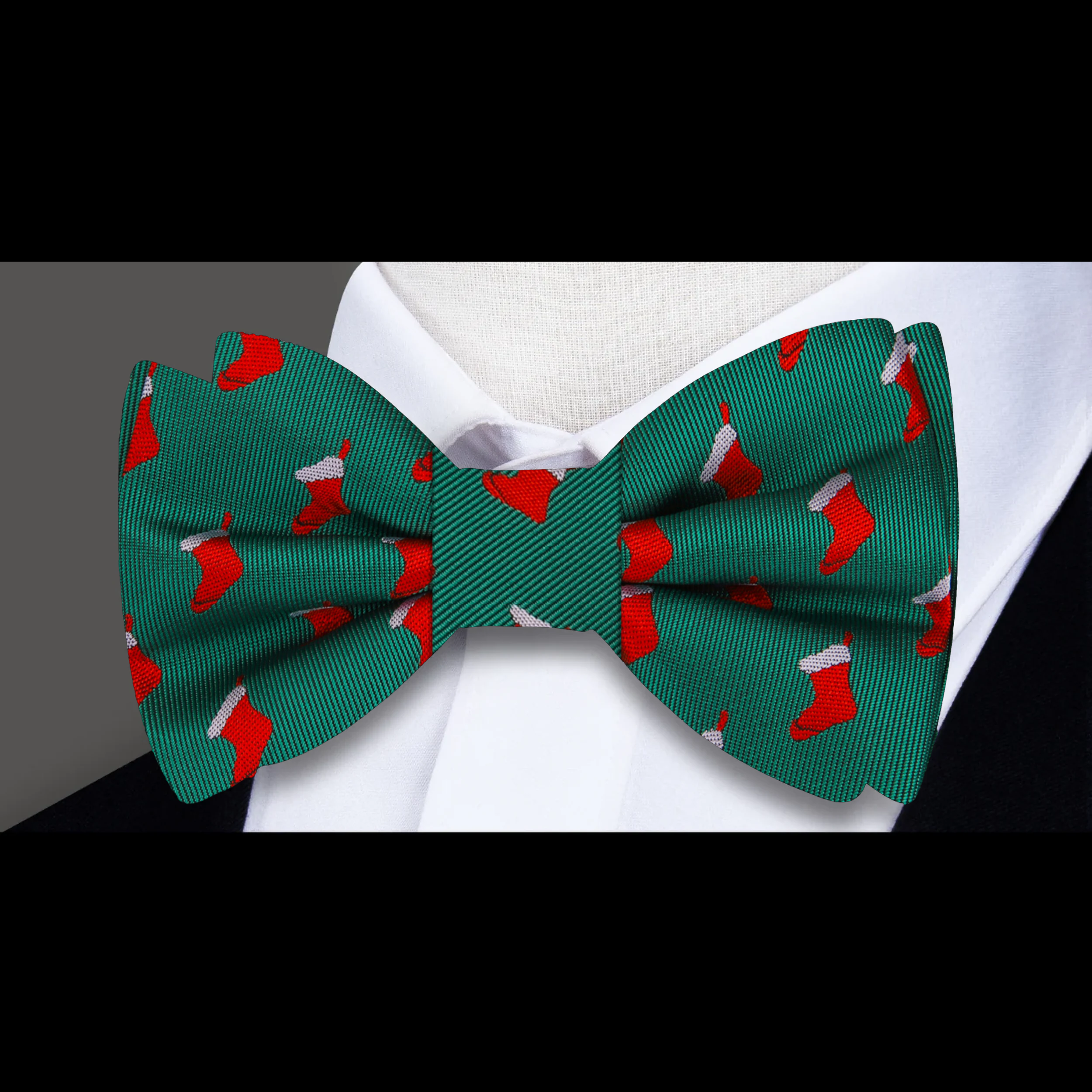 Styled with a white dress shirt for Christmas party look