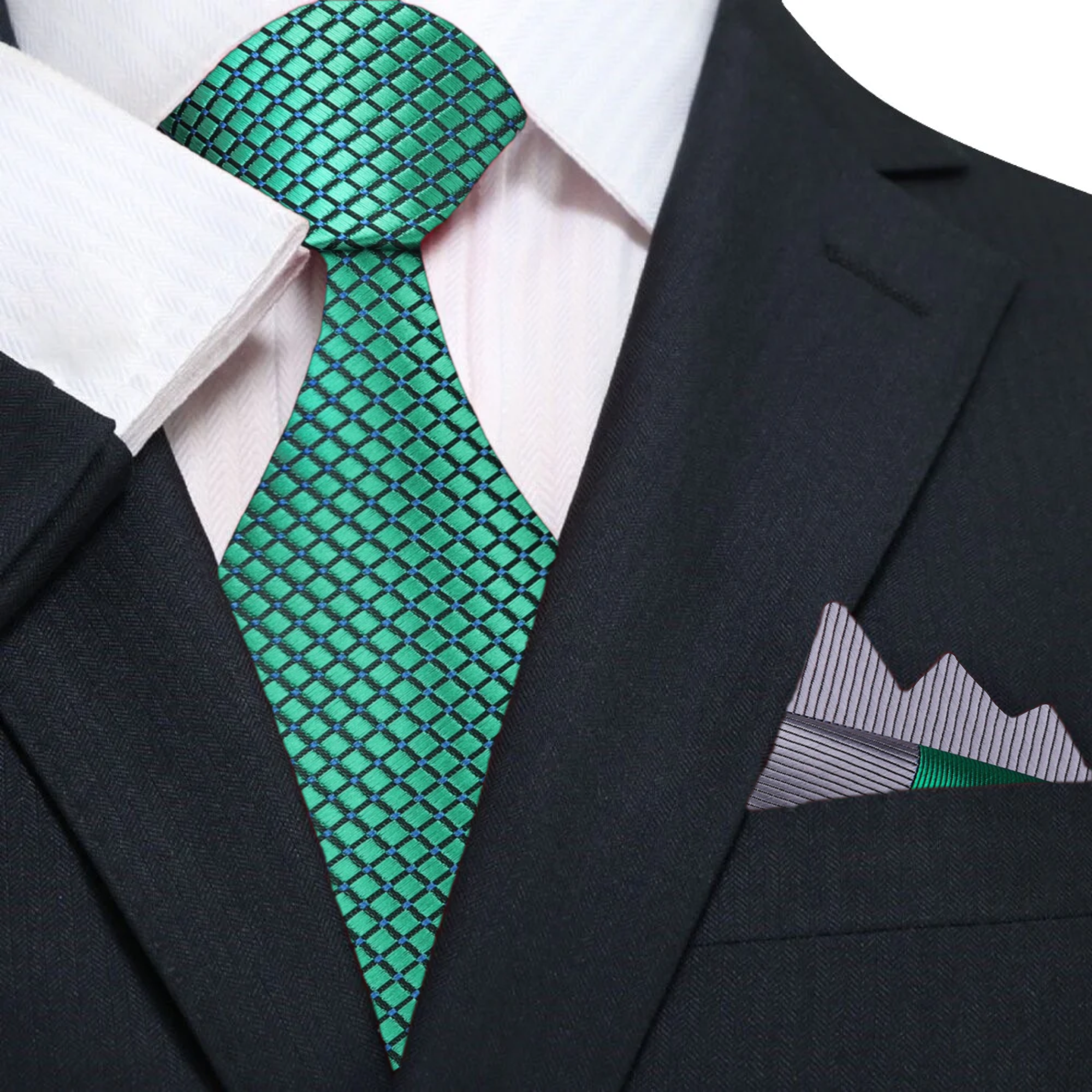Man wearing a metallic geometric textured silk necktie at a wedding