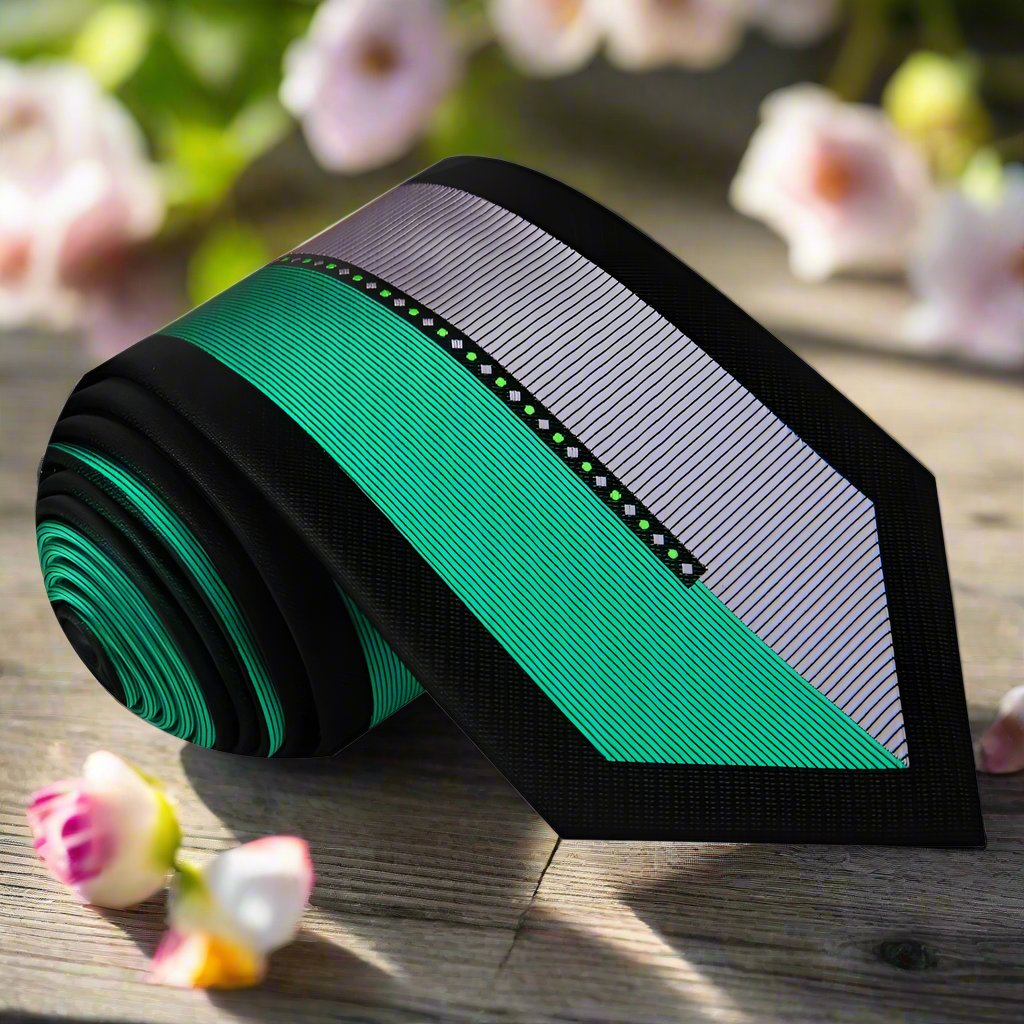 Elegant silk necktie with green and grey gradient for weddings