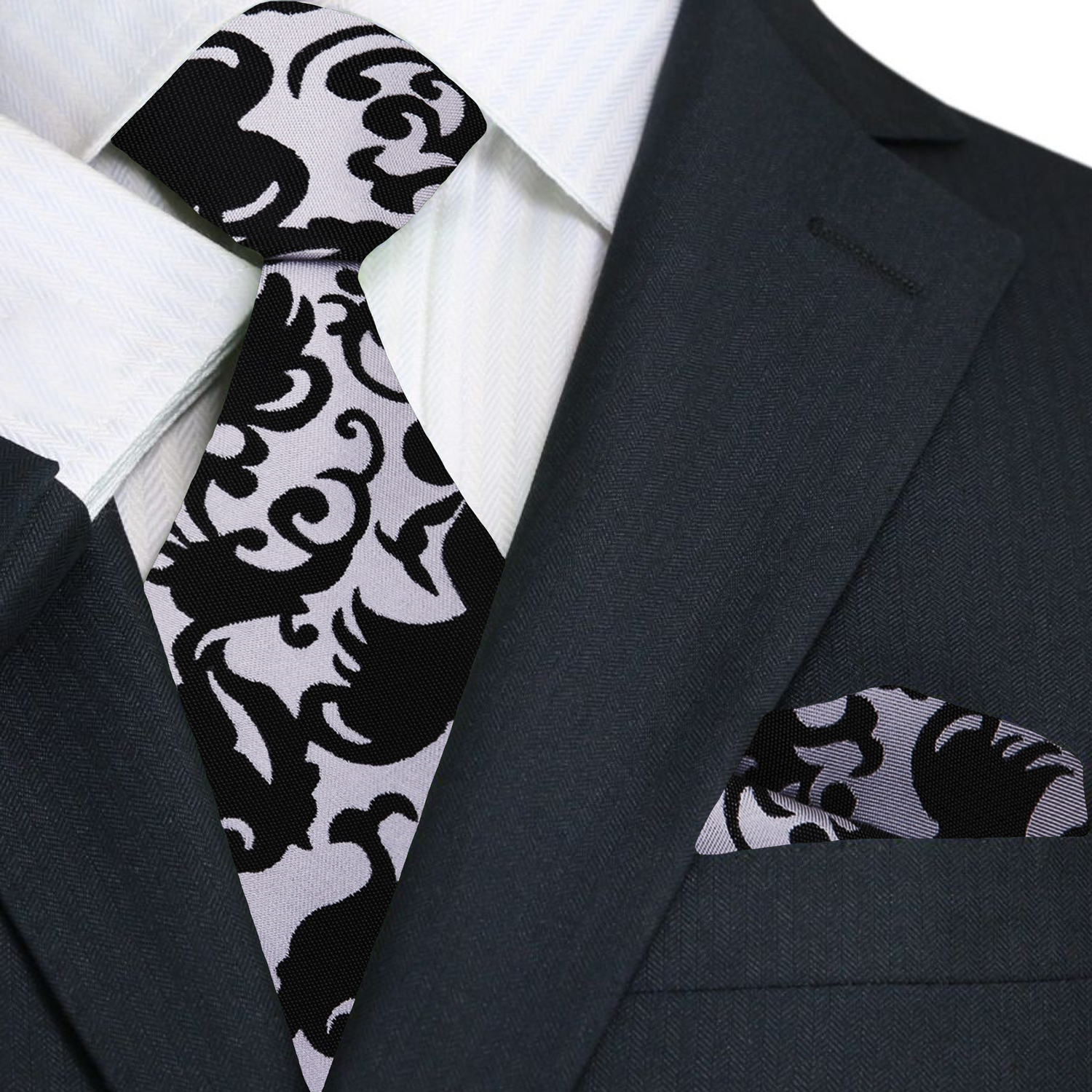Elegant silk floral tie for evening events in purple and silver tones