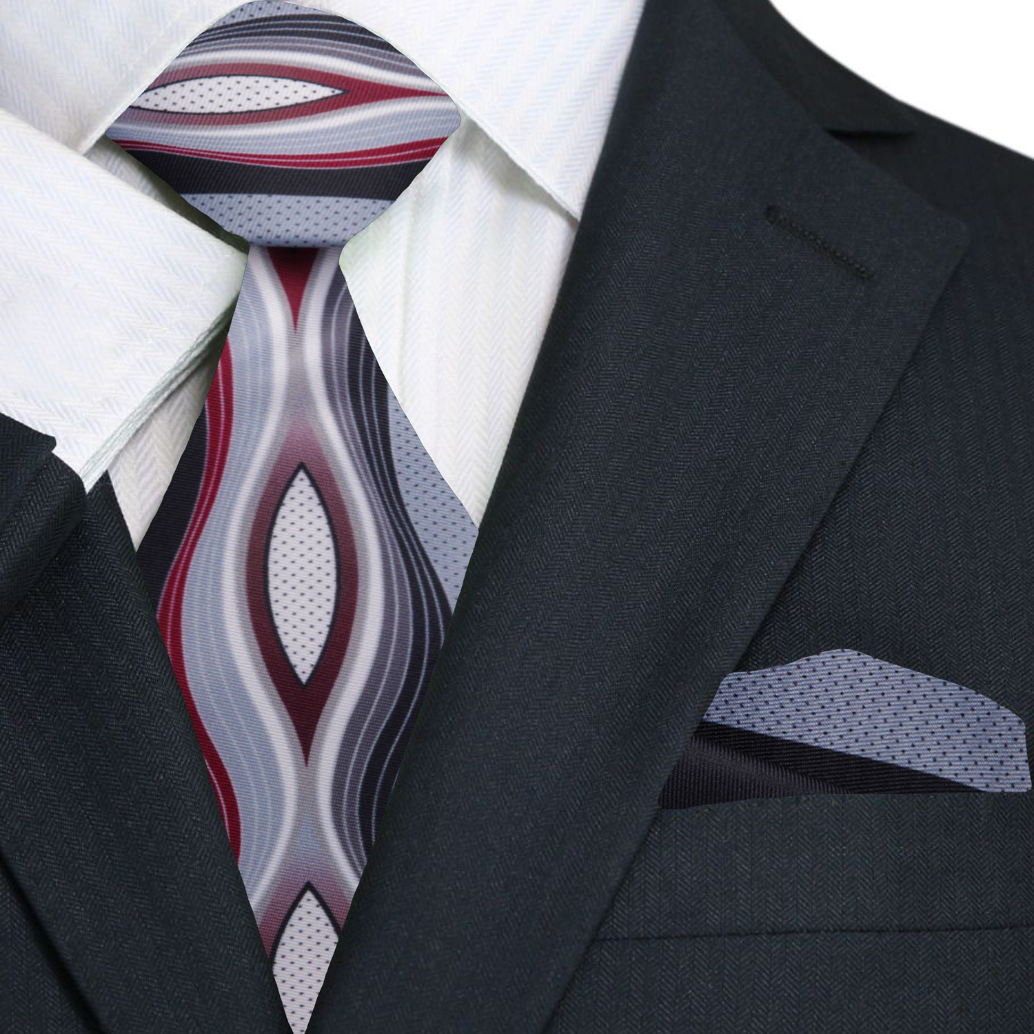 Close-up of the Abstract Elegance Silk Necktie showcasing its vibrant colors and abstract pattern.