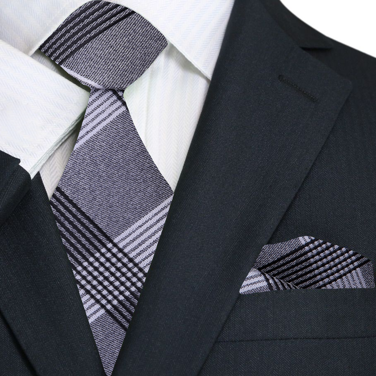 Close-up of a plaid silk ties fabric pattern and texture