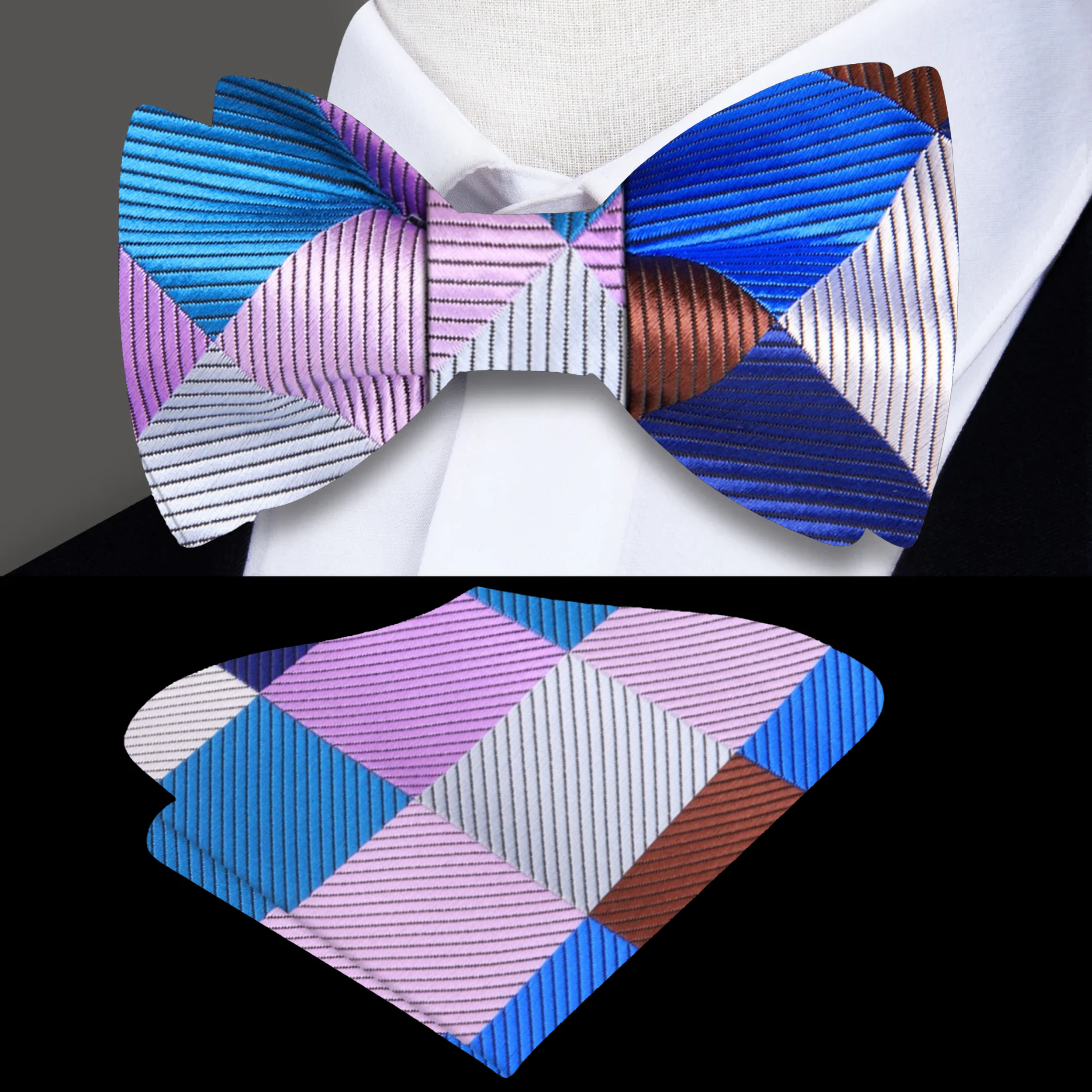 Elegant silk bow tie paired with a white dress shirt for weddings or galas