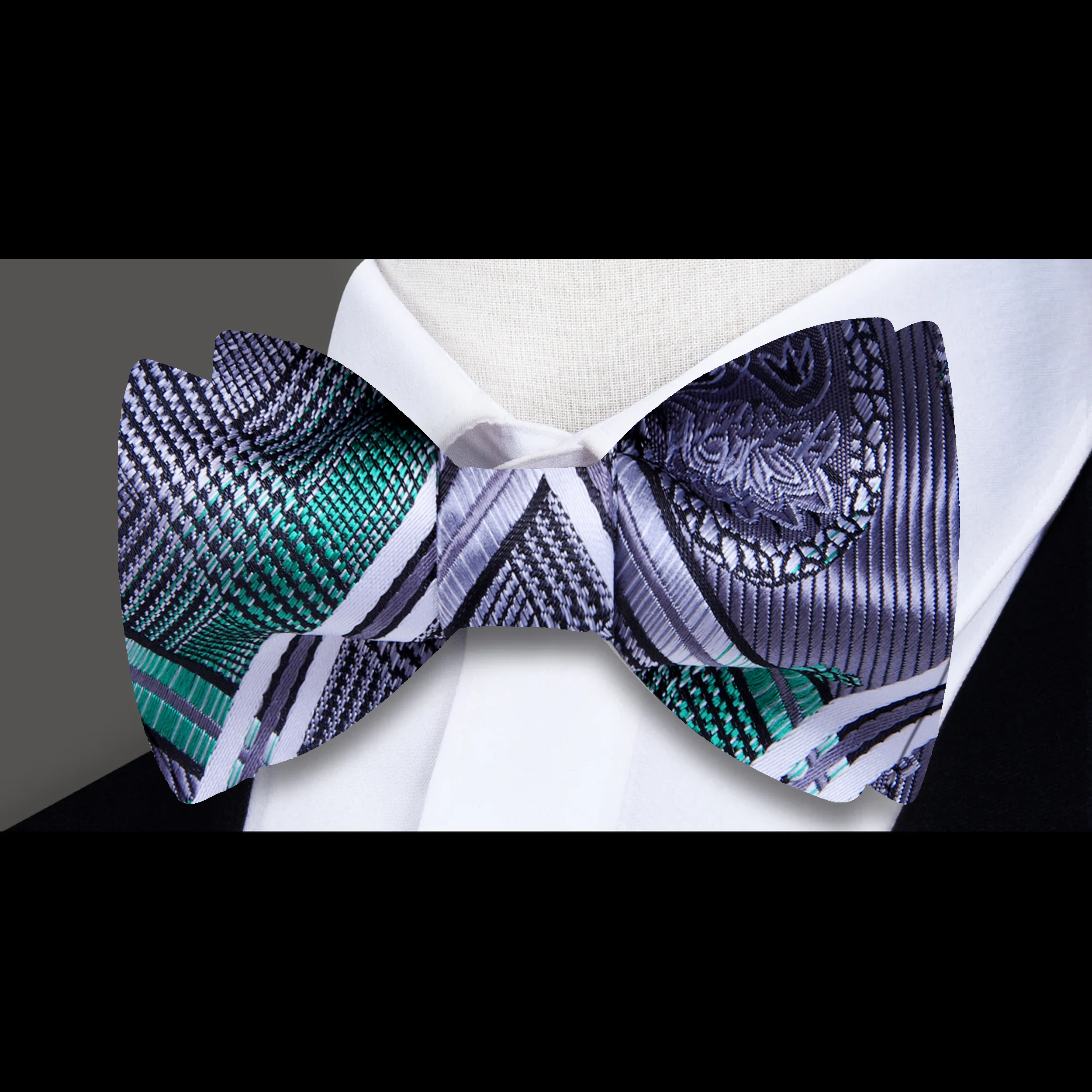 Pre-tied silk bow tie with adjustable fit for comfort and style