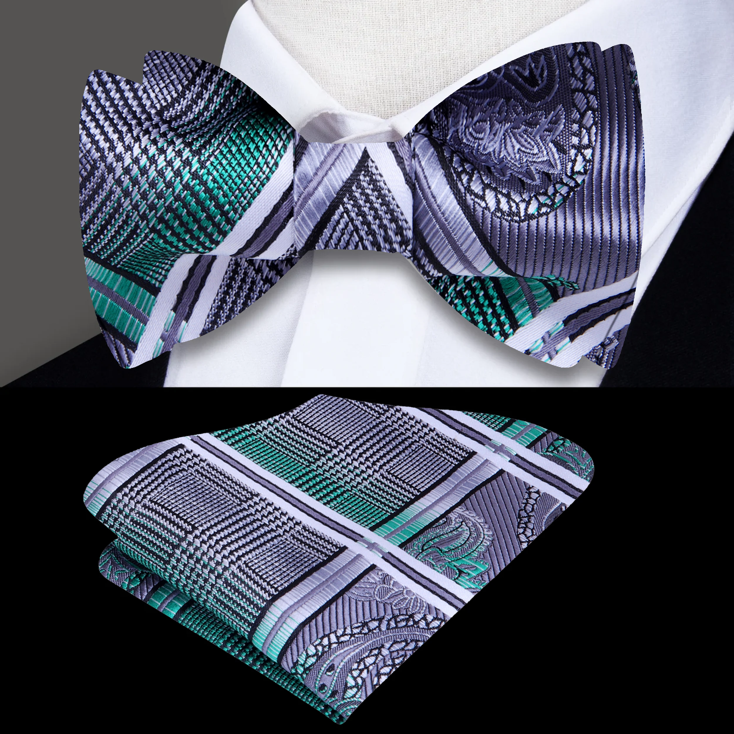 Styled with a white dress shirt and navy suit for a formal occasion