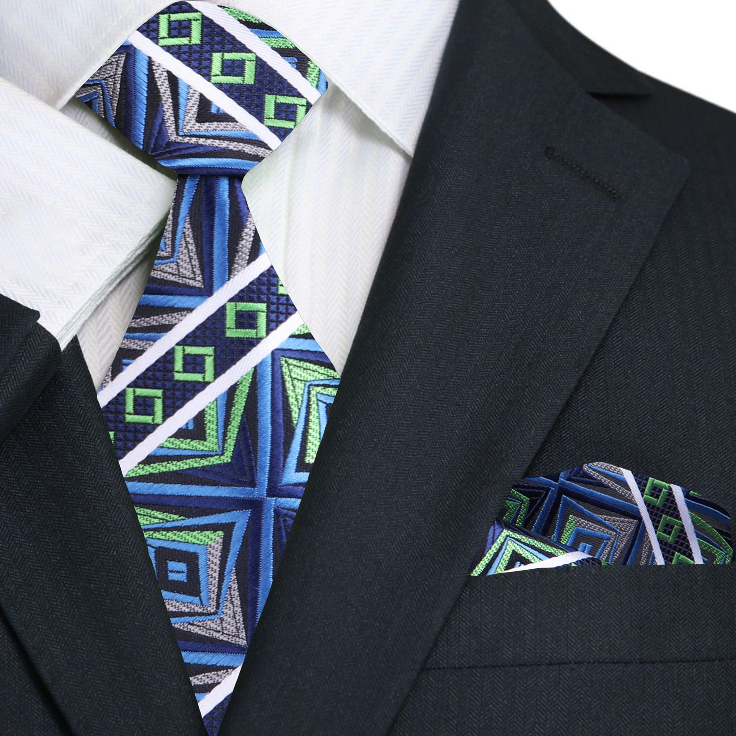 Close-up of the Artistic Prism Silk Necktie, highlighting the intricate details of the abstract design.