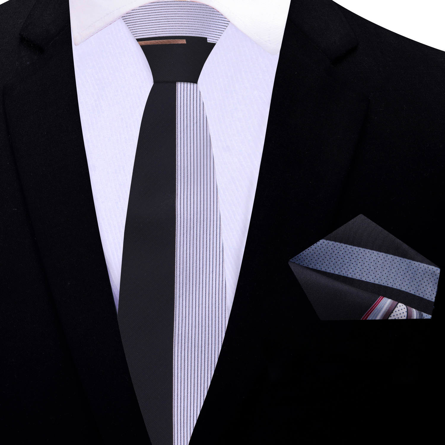 Necktie displayed on a white dress shirt, emphasizing its versatility.