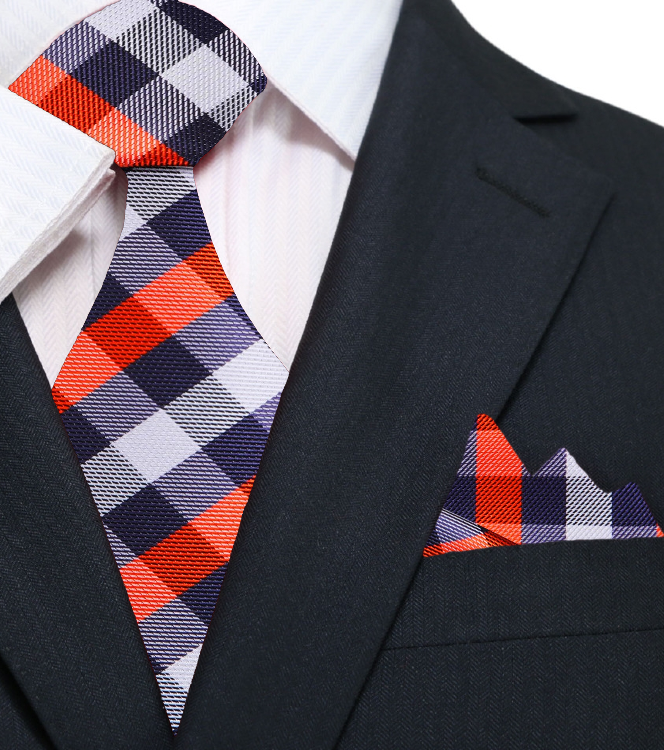 Close-up of the silk texture of the stylish necktie, highlighting its quality.