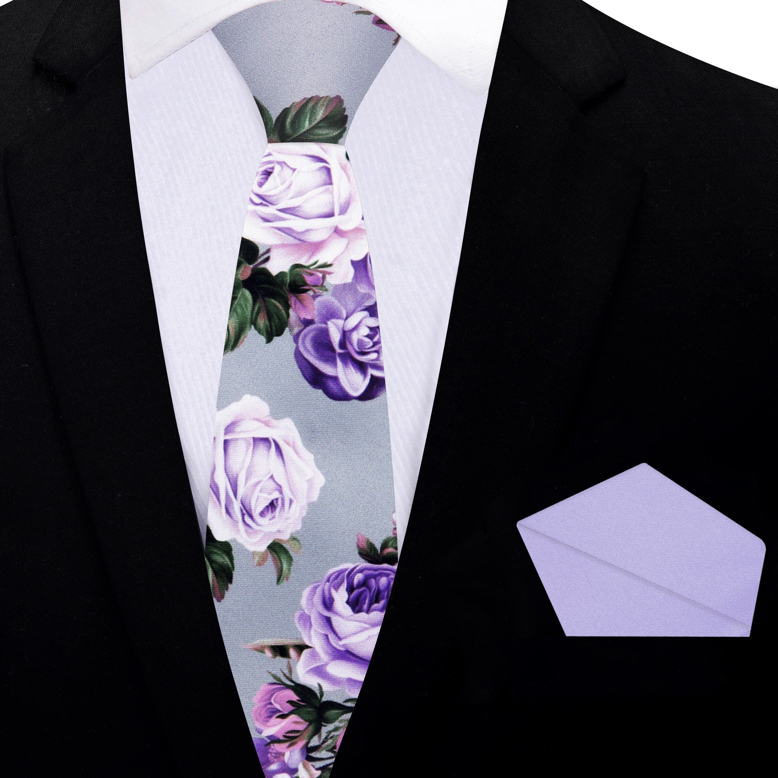 Elegant floral tie with green accents suitable for formal events