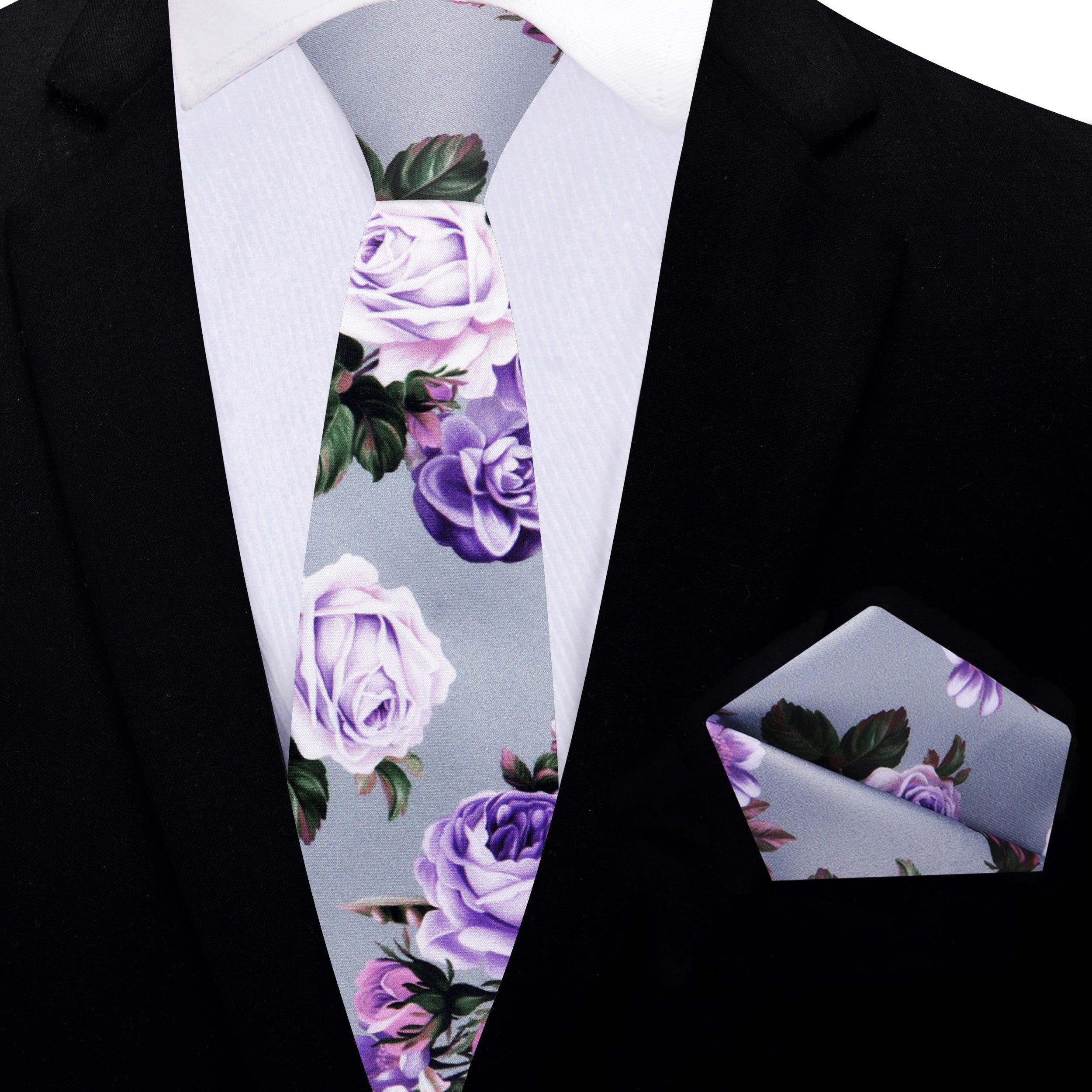 Elegant floral tie with green accents suitable for formal events