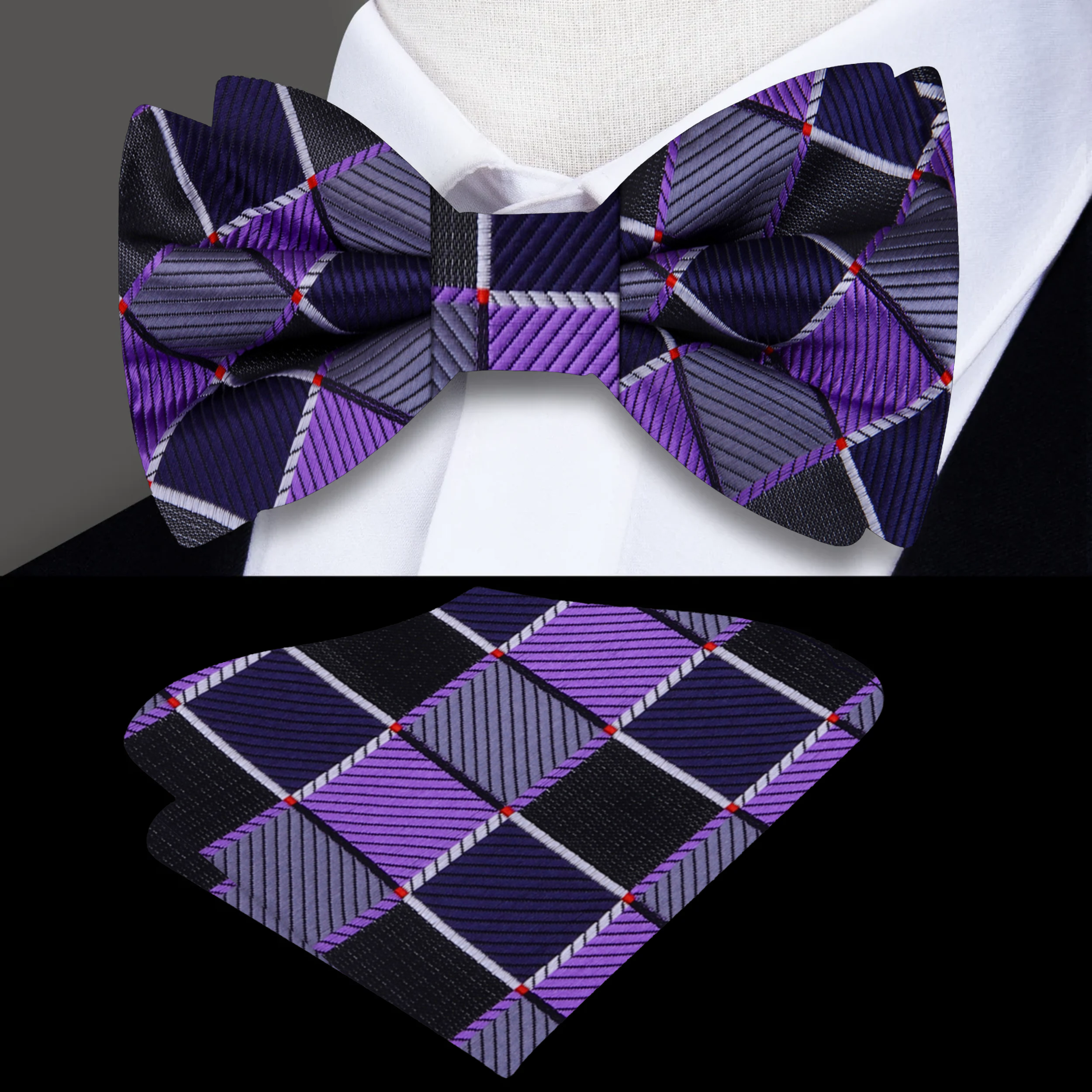 Elegant geometric silk bow tie with vibrant colors for formal occasions