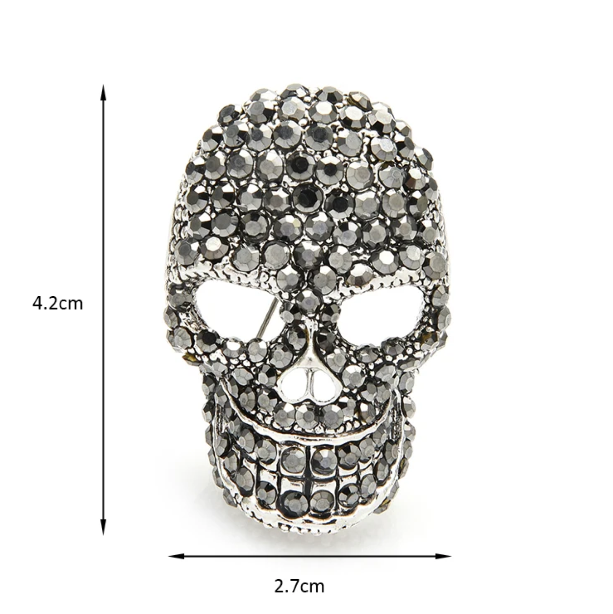 Gothic skull lapel pin displayed against a stylish dress shirt, highlighting its versatility.