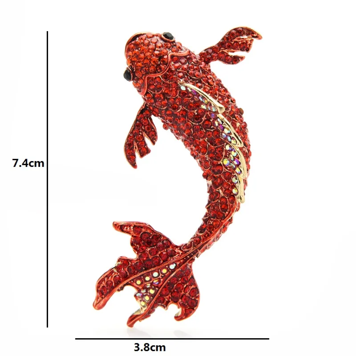 Koi Fish Lapel Pin pinned to a stylish denim jacket, adding flair to an everyday look.
