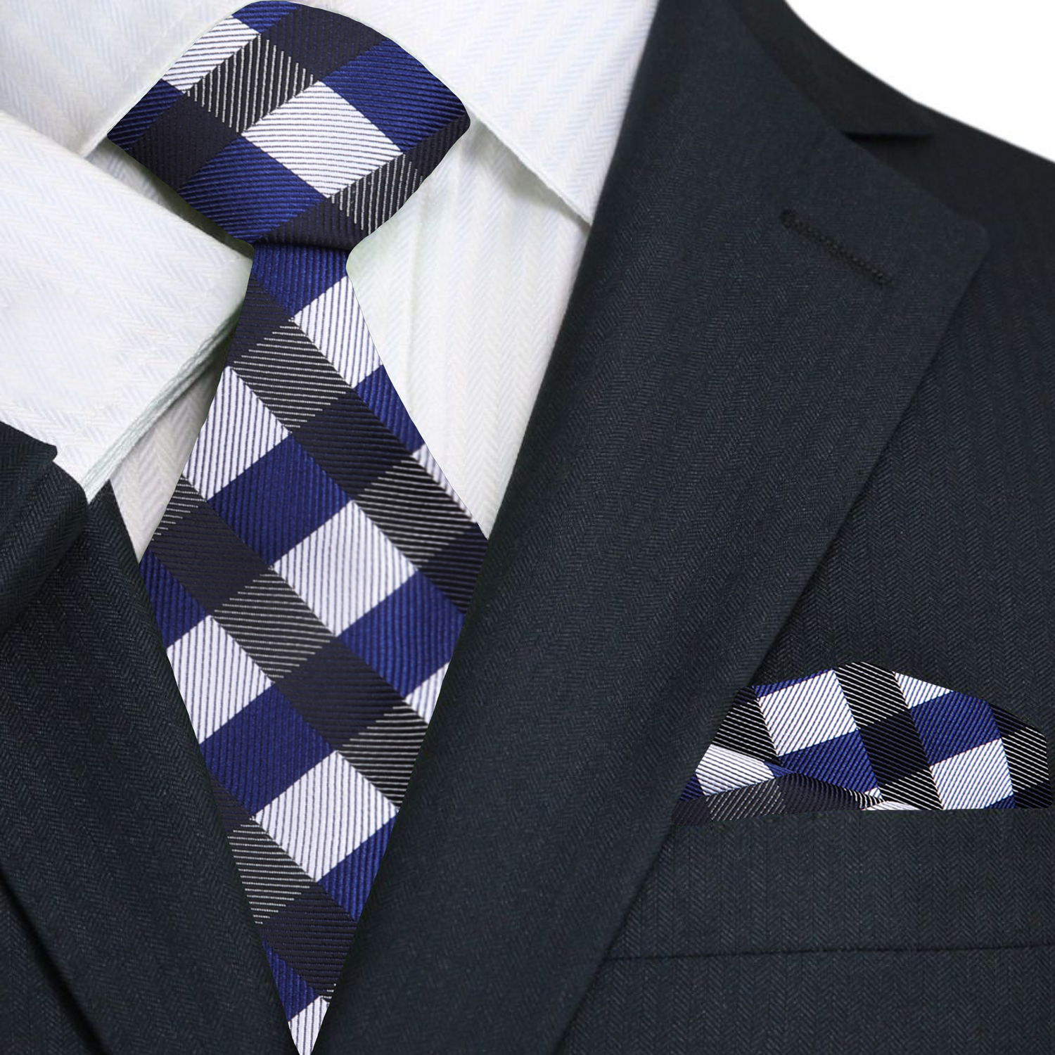 Close-up of Corthaven silk check pattern necktie showcasing its elegant design and colors.
