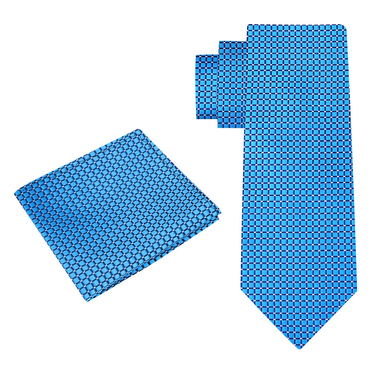 Close-up of metallic geometric silk necktie showcasing intricate pattern and sheen