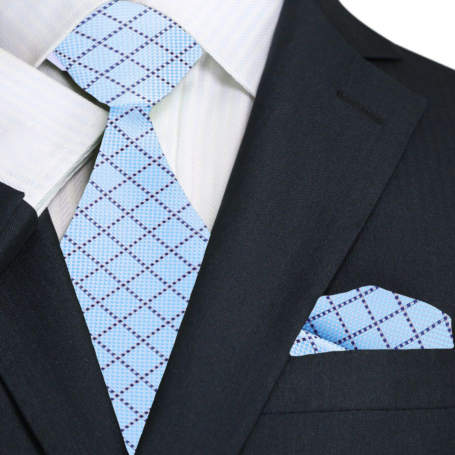 Fashionable mens plaid tie with matching pocket square for formal occasions