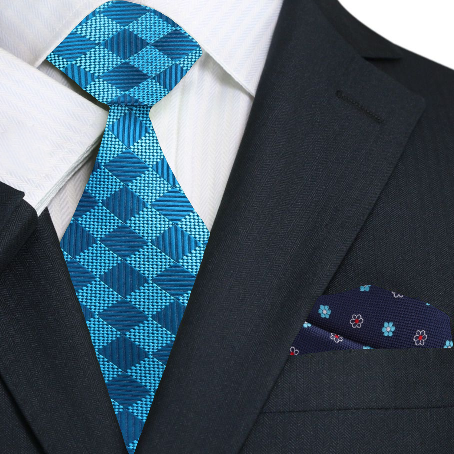 Fashionable necktie with cyan tones, ideal for cocktail parties