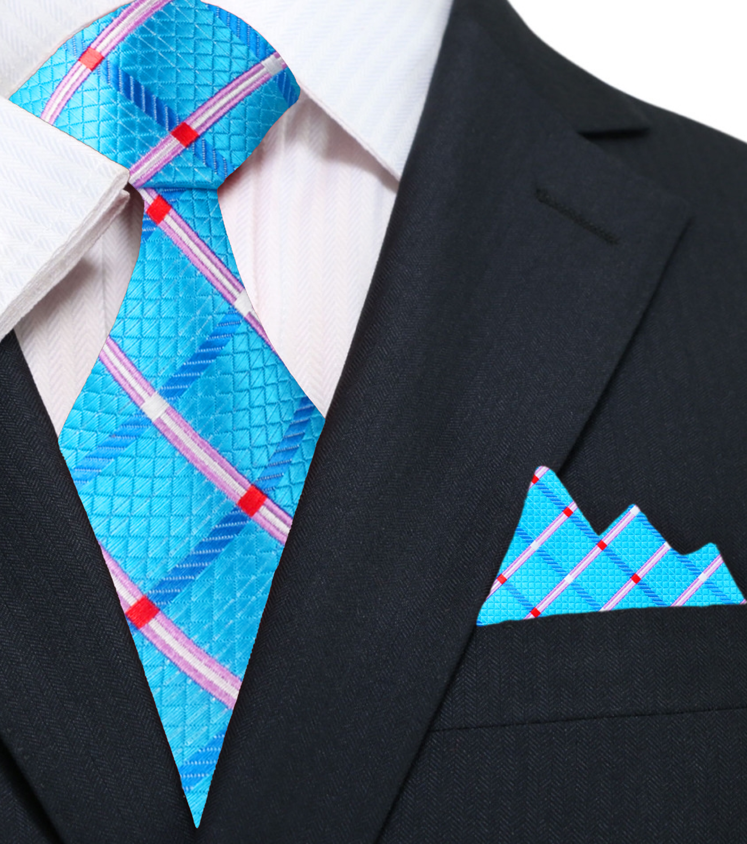 Elegant mens tie with geometric design worn with suit