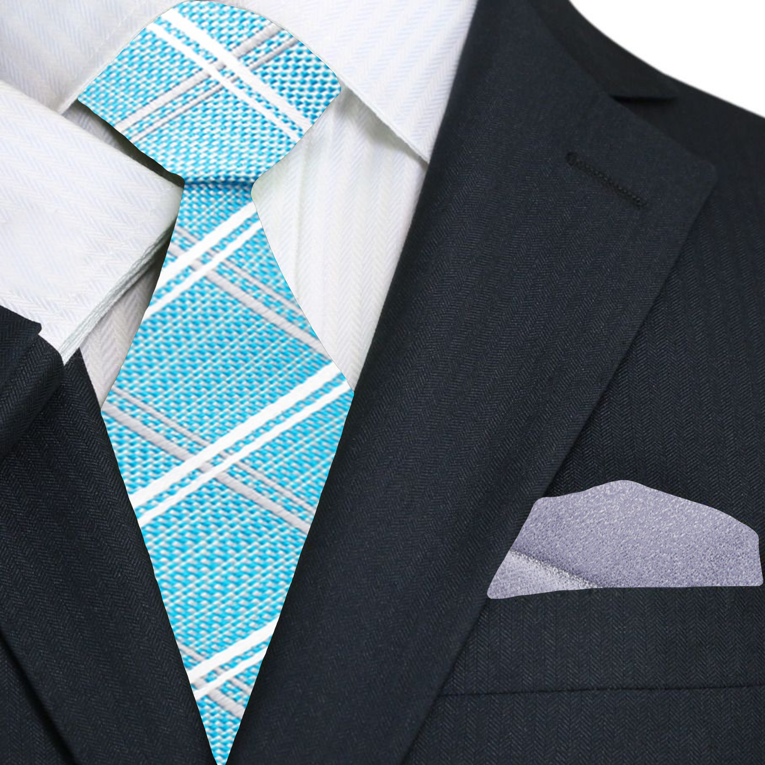 Man wearing silk necktie with plaid design in a business setting
