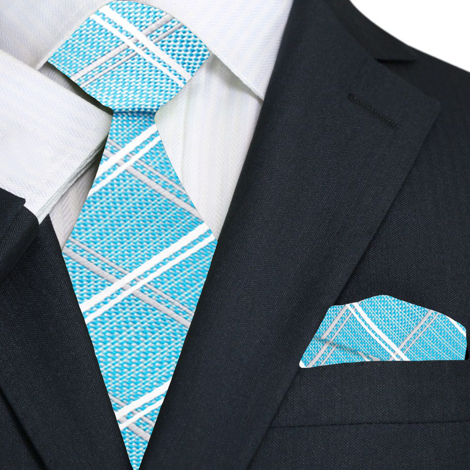 Man wearing silk necktie with plaid design in a business setting