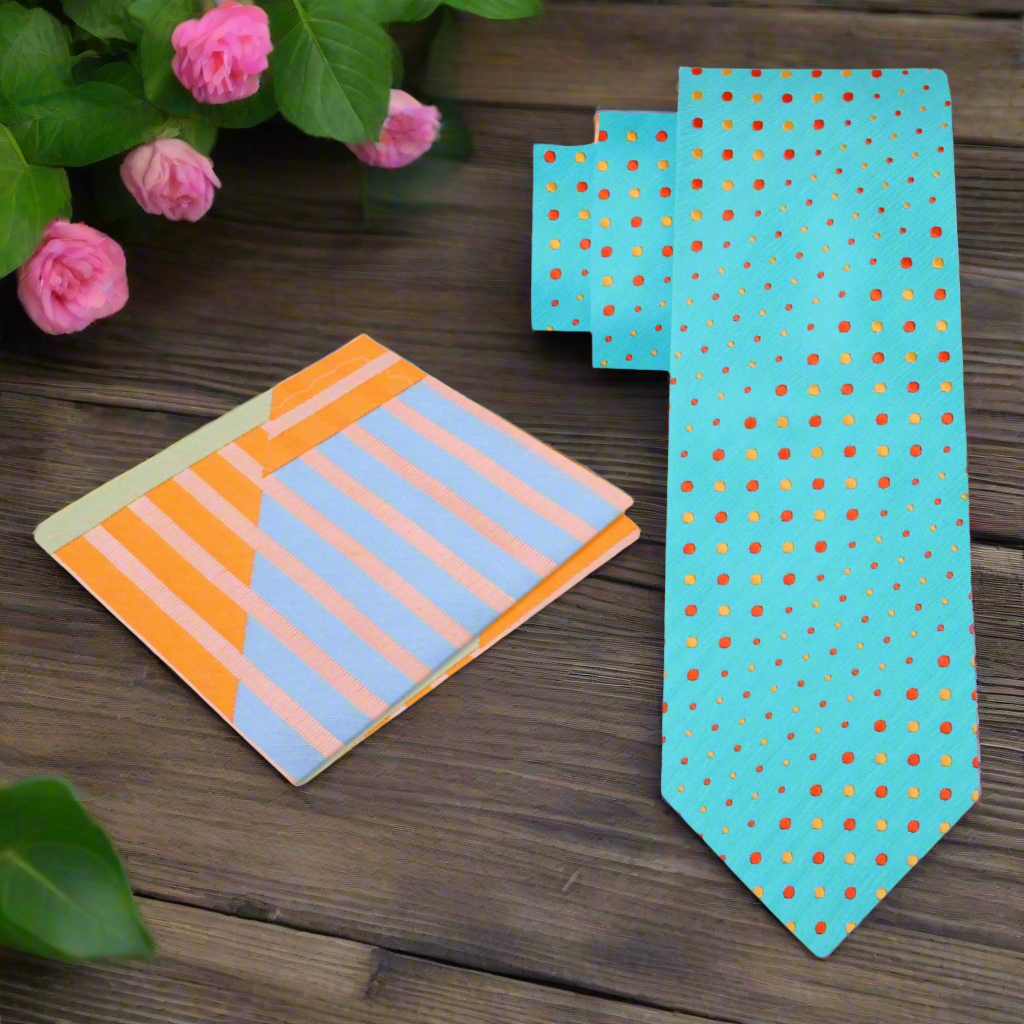 Fashionable light blue polka dot tie for weddings and outdoor celebrations